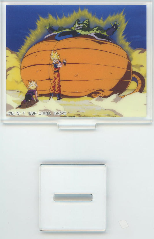 Cell (Explosion Ver) & Son Goku & Son Gohan Scene Photo Acrylic Stand - Ichiban Kuji Dragon Ball DRAGON HISTORY II E Prize - BANDAI SPIRITS - Length Approx. 8 cm (Pre-owned)