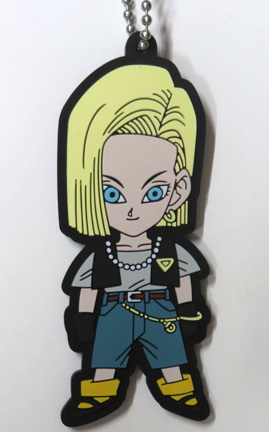 Android 18 Rubber Mascot Keychain from Dragon Ball DRAGON HISTORY II Ichiban Kuji F Prize, Approx. 7 cm