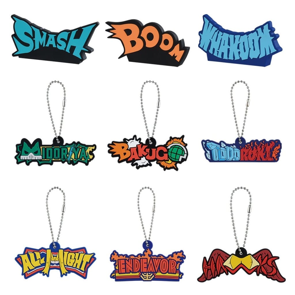 My Hero Academia Rubber Collection E Prize Full Set of 9 Keychains by BANDAI SPIRITS, Approx. 7 cm