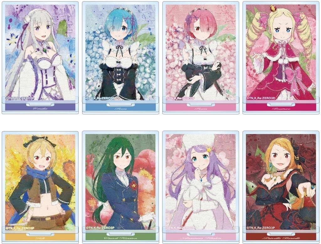Re:ZERO Trading grunge CANVAS Acrylic Stand Complete Set of 8