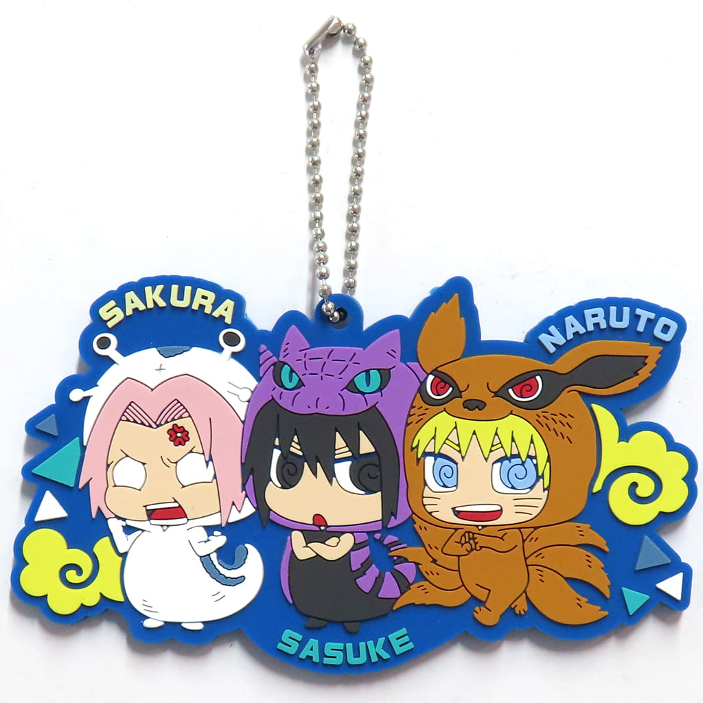 Naruto, Sasuke & Sakura Shannaro! Costume Rubber Mascot Keychain from Naruto Shippuden, Jump Shop Limited by Megahouse