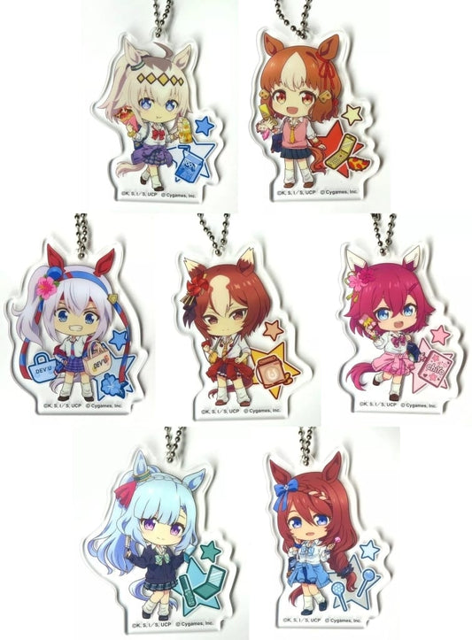 Oguri Cap & 6-Character Acrylic Keychain Set - Umamusume: Cinderella Gray Entertainment Lottery Prize - 7pcs Approx. 58×72mm (Pre-owned)