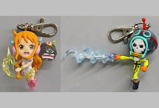 Nami & Brook Figure Keychain Set - One Piece Figure Keyholder Vol.7 (Banpresto) - Approx. 5 cm