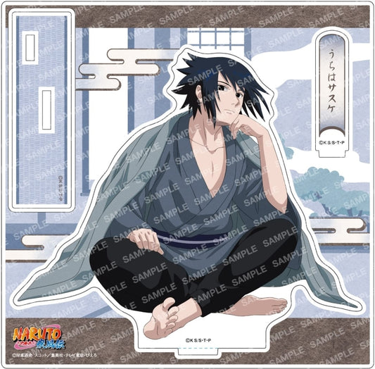 Sasuke Uchiha Acrylic Stand - Naruto Shippuden "Yuttari Suru ttebayo!" Approx. 120 x 150 mm (Showa Note, Pre-owned)