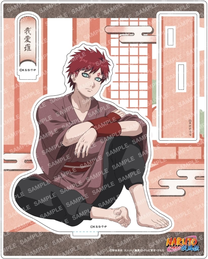 F. Gaara Acrylic Stand - "Yuttari Suruttebayo!" Illustration - Naruto Shippuden - Showa Note - Approx. 120 x 150 mm (Pre-owned)