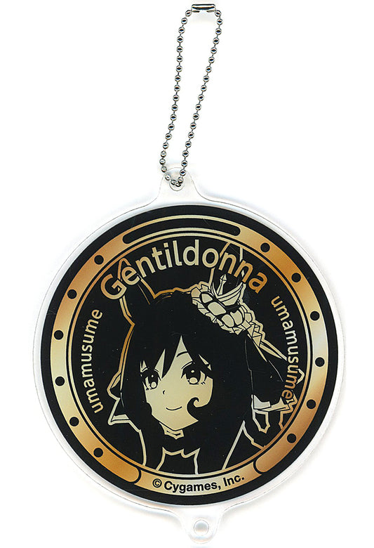 Gentildonna Acrylic Coaster Charm - Umamusume Pretty Derby × SUNTORY BOSS Promotional Keychain 90mm (Used)