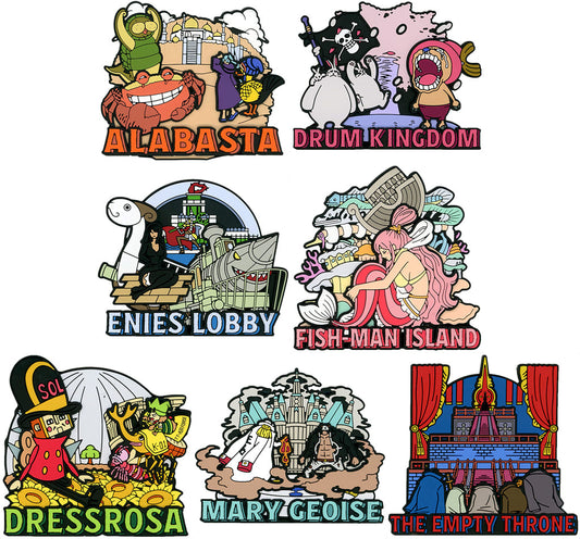 One Piece The Throne of Power F Prize Rubber Magnet Complete 7-Piece Set by BANDAI SPIRITS, Approx. 8 cm