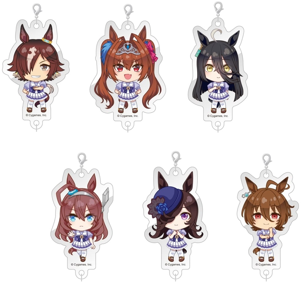 Umamusume Pretty Derby Connected Mini Acrylic Keychain Vol.2 - Complete 6-Piece Set (Tapioca, ~65×45mm, Acrylic/Metal)