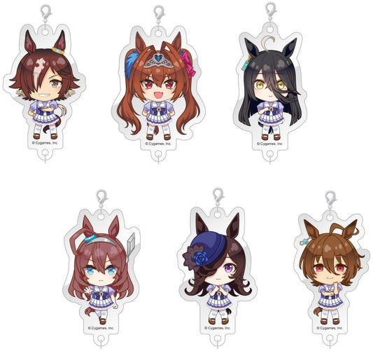 Umamusume Pretty Derby Connected Mini Acrylic Keychain Vol.2 - Complete 6-Piece Set (Tapioca, ~65×45mm, Acrylic/Metal)