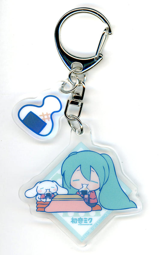 Hatsune Miku × Cinnamoroll Acrylic Keychain - POP UP CORNER Collaboration Illustration (A3, Approx. 60 x 50 mm) - Pre-owned