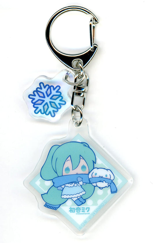 Hatsune Miku × Cinnamoroll Acrylic Keychain with Charms - POP UP CORNER Collaboration Illustration (Approx. 60 x 50 mm, A3, Pre-owned)