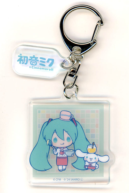 Hatsune Miku × Cinnamoroll Acrylic Keychain - Collab Illustration 02 with Accessory Part - Approx. 60 x 50 mm - A3 (Pre-owned)