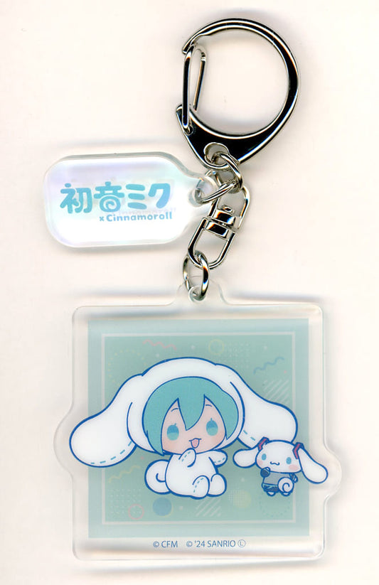 Hatsune Miku × Cinnamoroll Kigurumi Acrylic Keychain with Parts - POP UP CORNER Collaboration Illustration 02 - A3 - Approx. 60 x 50 mm (Pre-owned)