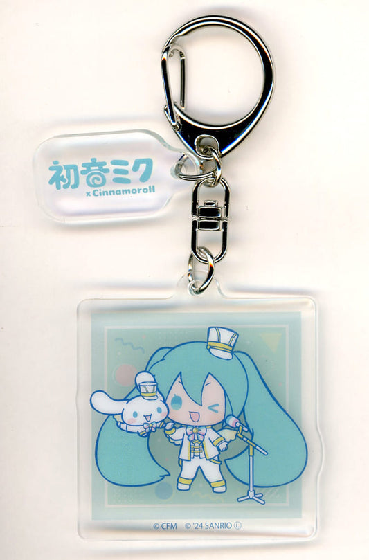 Hatsune Miku × Cinnamoroll Acrylic Keychain - POP UP CORNER Collaboration 02 Collab Illustration (A3) Pre-owned, Approx. 60 x 50 mm