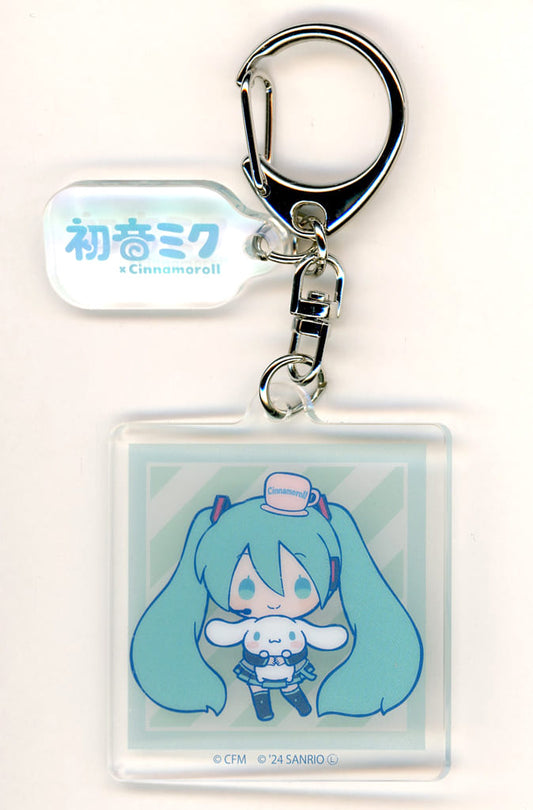 Hatsune Miku × Cinnamoroll Acrylic Keychain - POP UP CORNER Collaboration Illustration (Approx. 60 x 50 mm) - A3 - Pre-owned
