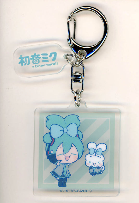 Hatsune Miku × Cinnamoroll Acrylic Keychain with Charm - POP UP CORNER 02 Collaboration Illustration (Approx. 60 x 50 mm) - A3 - Pre-owned