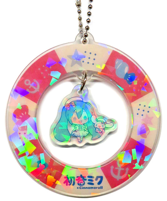 Hatsune Miku & Cinnamoroll Red Wobbly Acrylic Keychain - Marine Style (EX) Sega - Approx. 7 cm - Pre-owned