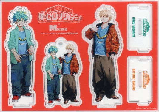 Izuku Midoriya & Katsuki Bakugo Acrylic Stand & Acrylic Charm Top — My Hero Academia — Men's NONNO 2025 Aug/Sept Magazine Supplement (Approx. 18 x 13 cm, Used)