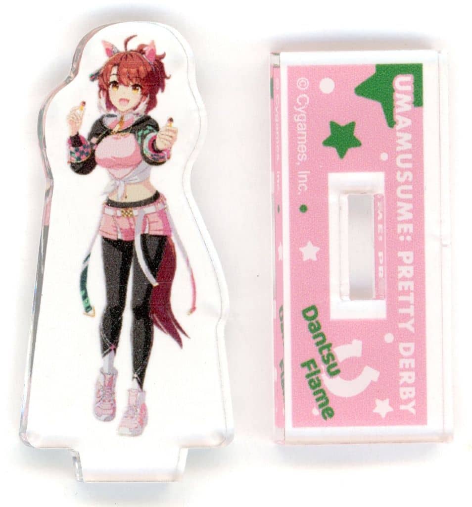 Dantsu Flame Original Mini Acrylic Stand — Umamusume Pretty Derby × Lawson "Kinoko no Yama Strawberry & Chocolate" (Lawson, Used, 25×40mm)