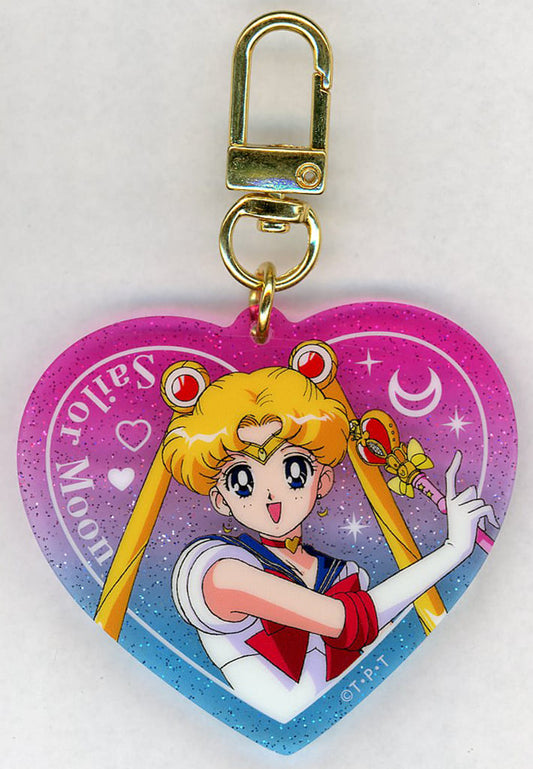 Sailor Moon Heart Glitter Acrylic Keychain - Lawson Exclusive (Approx. 60 x 55 mm) Pre-owned