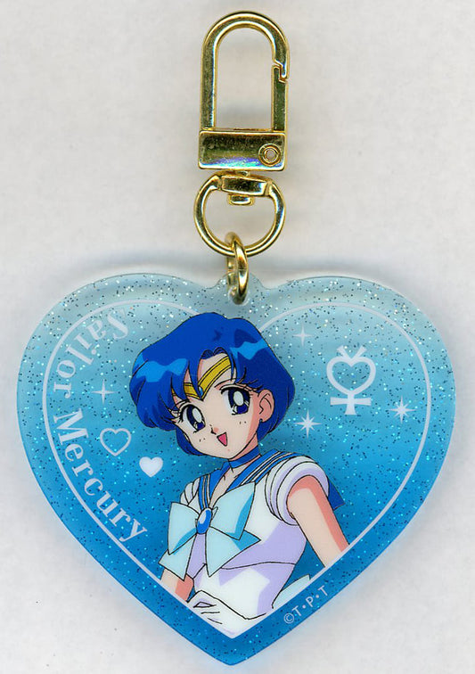 Super Sailor Mercury Acrylic Heart Glitter Keychain - Lawson Exclusive (Ami Mizuno / Sailor Mercury, Approx. 60 x 55 mm) - Sailor Moon