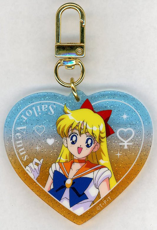 Super Sailor Venus Heart Glitter Acrylic Keychain - Pretty Guardian Sailor Moon - Lawson Exclusive - Approx. 60 x 55 mm (Pre-owned)