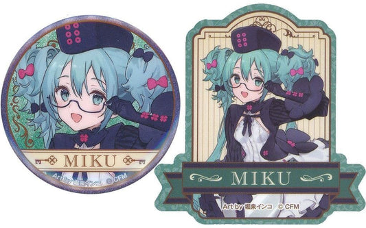 Hatsune Miku Glitter Can Badge & Sticker Set — Good Smile Company GSC Kuji: Hatsune Miku 2025 Autumn F Prize (Badge φ5.5cm / Sticker 7×6.5cm) (Pre-owned)