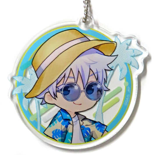 Satoru Gojo Acrylic Keychain - Straw Hat (Aloha vibes) - Approx. 60 mm - Team Entertainment - Pre-owned - Jujutsu Kaisen
