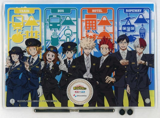 My Hero Academia × Shizuoka Railway "Shizutetsu ni HeroAca ga Kita! 2025" Key Visual A5 Acrylic Panel with Metal Stand Parts (Pre-owned)