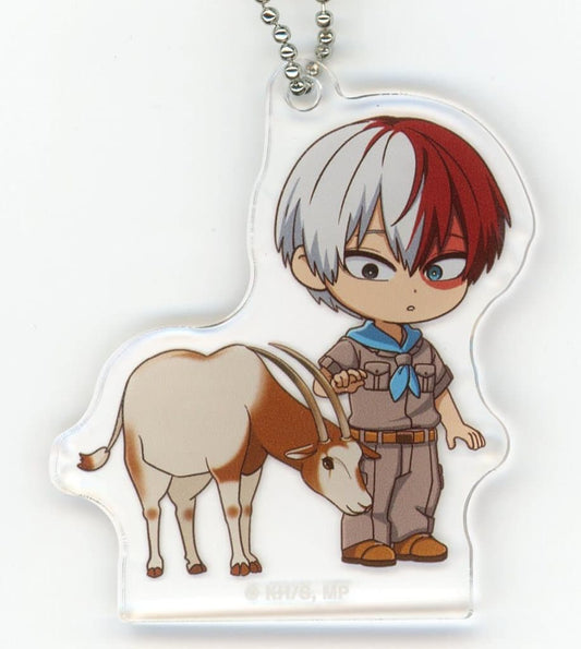 Shoto Todoroki Chibi Character Animal Interaction Ver. Acrylic Keychain - My Hero Academia × Tobu Zoo 2025 - ARMA BIANCA - Approx. 60 x 40 mm