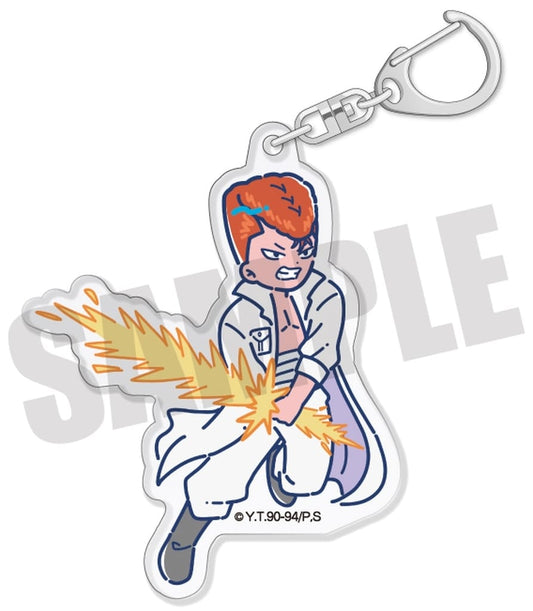 Kazuma Kuwabara Acrylic Keychain - Yu Yu Hakusho Retropop Acrylic Key Holder (Playful Mind Company) - Approx. 51 x 23 mm - Pre-owned