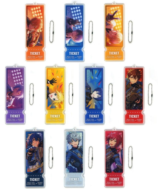 Project SEKAI COLORFUL STAGE! × Hatsune Miku × Ensemble Stars!! Ticket-Style Acrylic Keychain Complete 10-Piece Set (Approx. 12 cm) - SEGA
