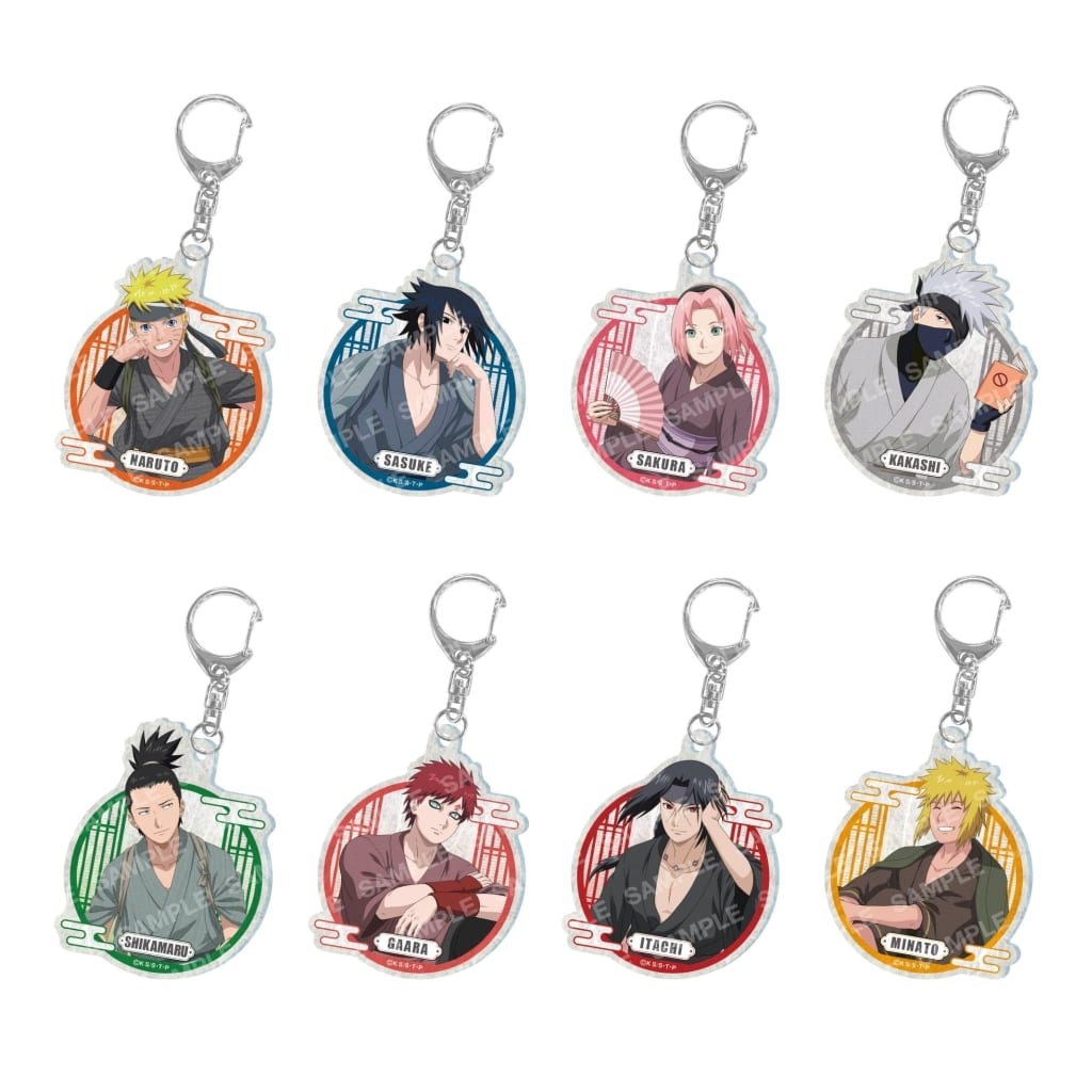 Naruto Shippuden Washi-Style Acrylic Keychain Collection - Complete Set of 8 (Showa Note) - Pre-owned