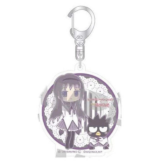 Homura Akemi x Bad Badtz-Maru Acrylic Keychain Mini Chibi Ver. - Puella Magi Madoka Magica PremiumShop (Up Fields, Approx. 65 x 65 mm) - Pre-owned