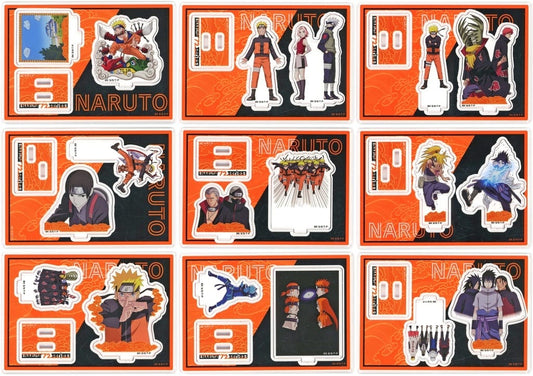 Naruto Shippuden Acrylic Stand Collection - Complete 9-Piece Set (Volumes 1, 28, 31, 33, 36, 40, 41, 45, 65) Approx. 90 x 130 x 3 mm - Hase-Pro / Bandai (Pre-owned)