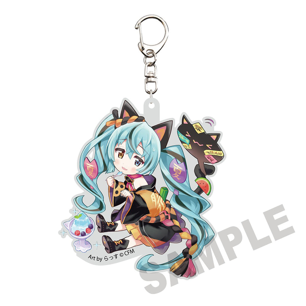 Hatsune Miku (Black Cat) Die-Cut Acrylic Keychain — Hatsune Miku × Maneki-neko Art by rass (KADOKAWA) 10cm (Used)