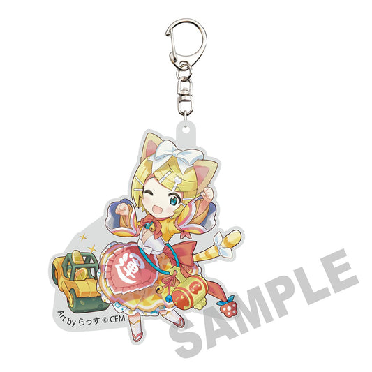 Kagamine Rin Die-cut Acrylic Keychain - Hatsune Miku × Maneki-Neko Art by Rassu - KADOKAWA Height Approx. 10 cm - Pre-owned