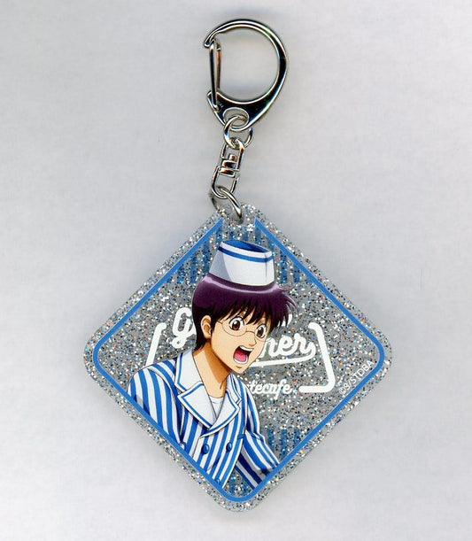 Shinpachi Shimura Glitter Acrylic Keychain - Gintama Diner by animatecafe Clear Snack BOX A (Approx. 60 x 60 mm) - Pre-owned