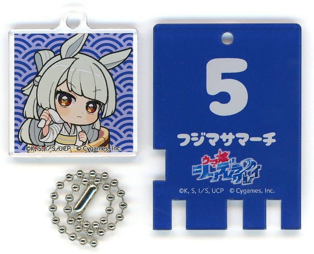 Fujimasa March Acrylic Mini Chibi Bathhouse Token Keychain - Umamusume: Cinderella Gray × RAKU SPA Kasamatsu (GK Marketing, Pre-owned)