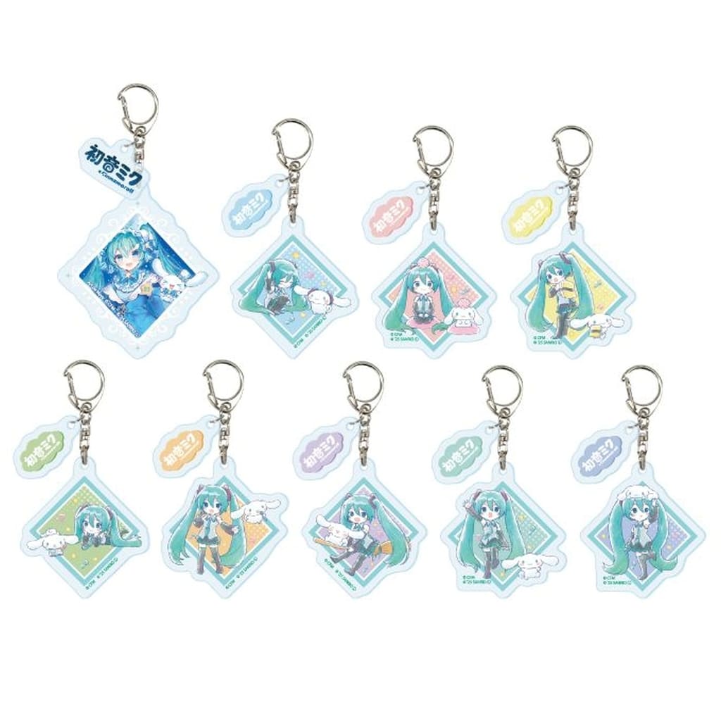 Hatsune Miku × Cinnamoroll Acrylic Keychain Set - 9-Piece Complete Set (A3, Pre-owned) Approx. 60 x 50 mm