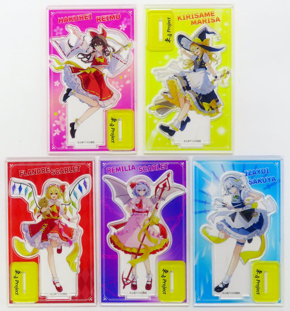 Touhou Project Acrylic Stand Full 5-Piece Set - Rek Premium Collaboration Promotional Bonus (Approx 8 cm x 8 cm) Pre-owned