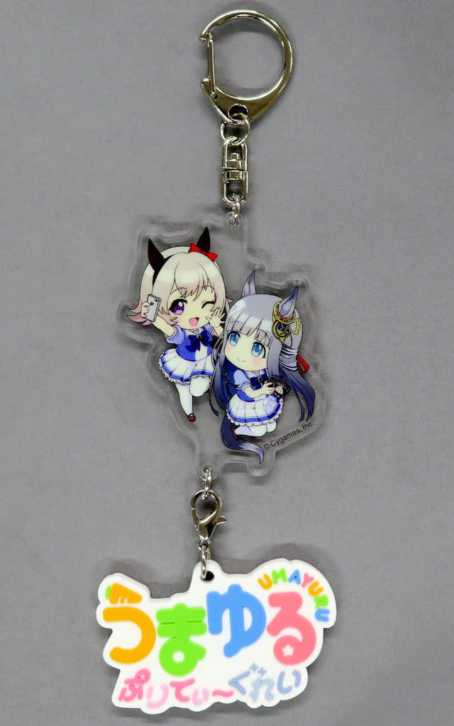 Karenchans & Chrono Genesis Acrylic Keychain with Official Logo Rubber - Umayuru Pretty Derby 'Umayuru Pretty~gray' (W94×H73mm, Cygames)