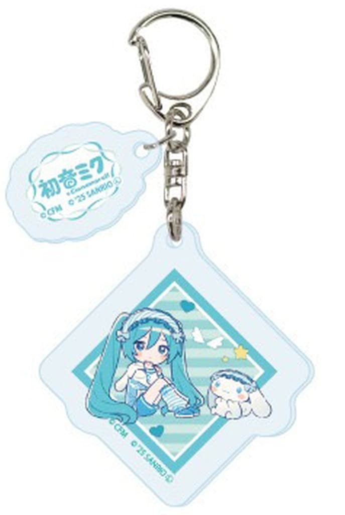 Hatsune Miku x Cinnamoroll Acrylic Keychain (Mint Blue, Seated) — Die-cut Part Attached · A3 · Approx 60×50mm