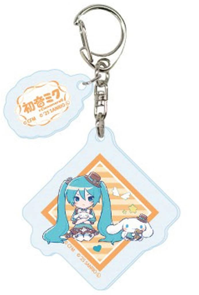 Hatsune Miku x Cinnamoroll Acrylic Keychain (Orange) A3 - Die-cut Acrylic with Separate Part, Approx 60×50mm