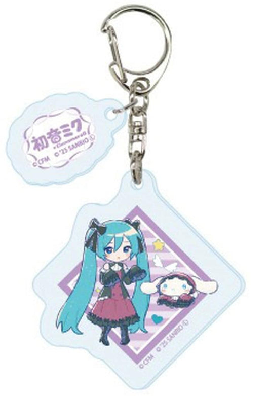 Hatsune Miku x Cinnamoroll Purple Acrylic Keychain with Separate Charm (A3) — Pre-owned, Approx. 60×50mm