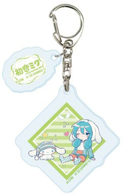 Hatsune Miku x Cinnamoroll Acrylic Keychain (Green) A3 — Die-cut Parts Acrylic Charm approx 60×50mm — Pre-owned
