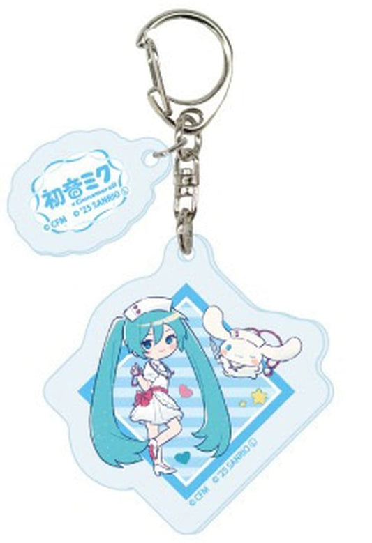 Hatsune Miku × Cinnamoroll Acrylic Keychain (Light Blue, Standing) - Parts Attached, A3 Brand, Approx. 60×50mm (Used)