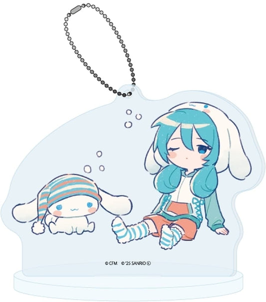 Hatsune Miku × Cinnamoroll Acrylic Stand Keychain - Collaboration Acrylic Stand Key Holder (Height Approx. 100 mm) A3 Brand, Pre-owned, No. 34