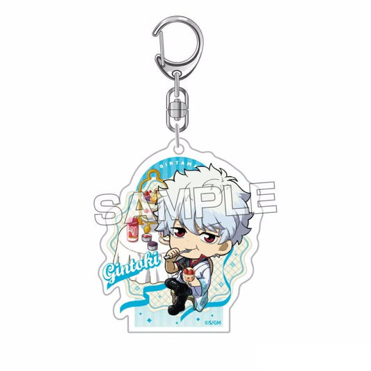 Gintoki Sakata Acrylic Keychain - Gintama: The Final Chapter "Yoshiwara Great Fire" Afternoon Tea Mini Chara (Approx. 60 x 50 x 3 mm) - Aiup