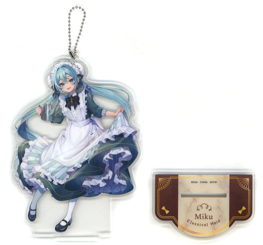 Hatsune Miku (Momoiro-ne) Clear Keychain with Stand - Classical Maid Design - Sega Prize, 18cm (Used)